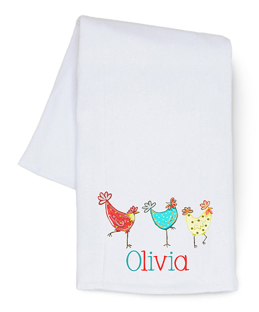 Three Chickens Personalized Burp