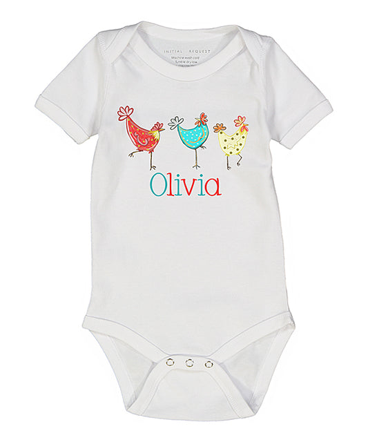 Three Chickens Baby Girl Personalized SS Bodysuit