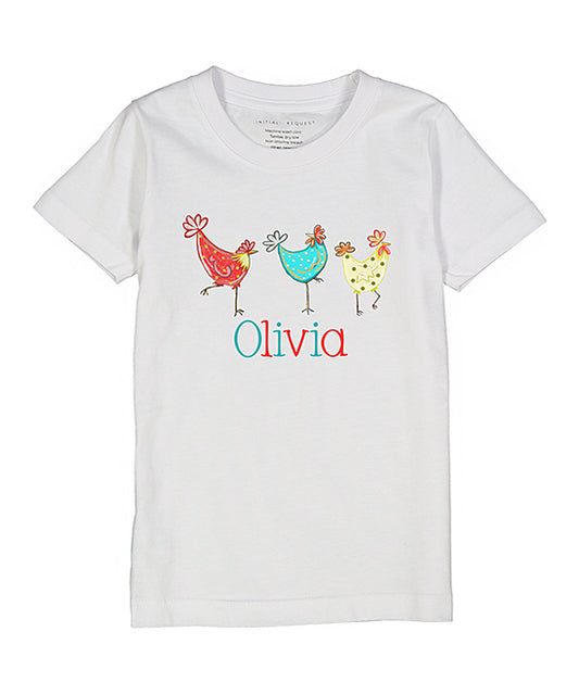 Three Chickens Personalized Short Sleeve Tee for girls