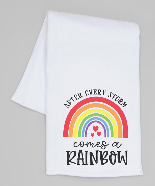 White 'After Every Storm Comes a Rainbow Burp Cloth