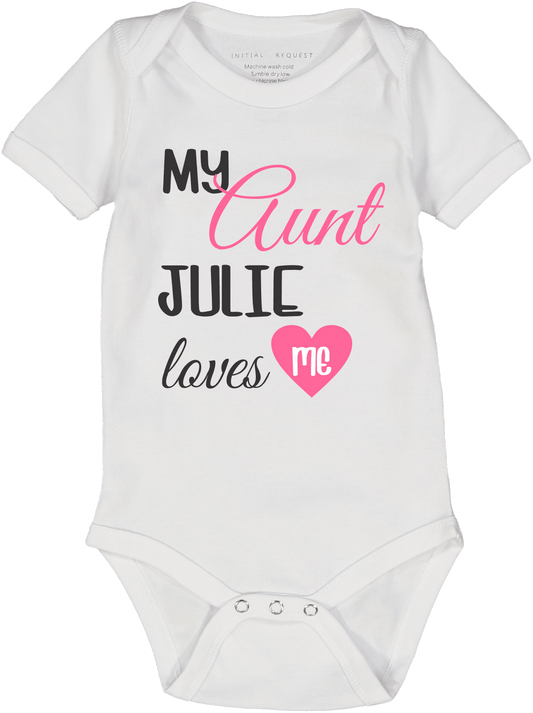 White & Pink 'My Aunt' Personalized Short-Sleeve Bodysuit