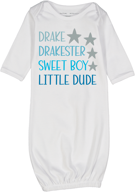 White & Blue Star Four-Name Personalized Gown