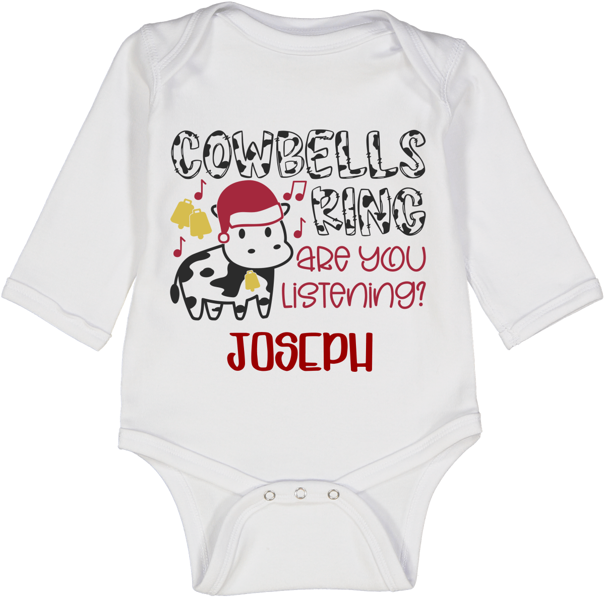 Cow Bells Ring  Long sleeve  Bodysuit