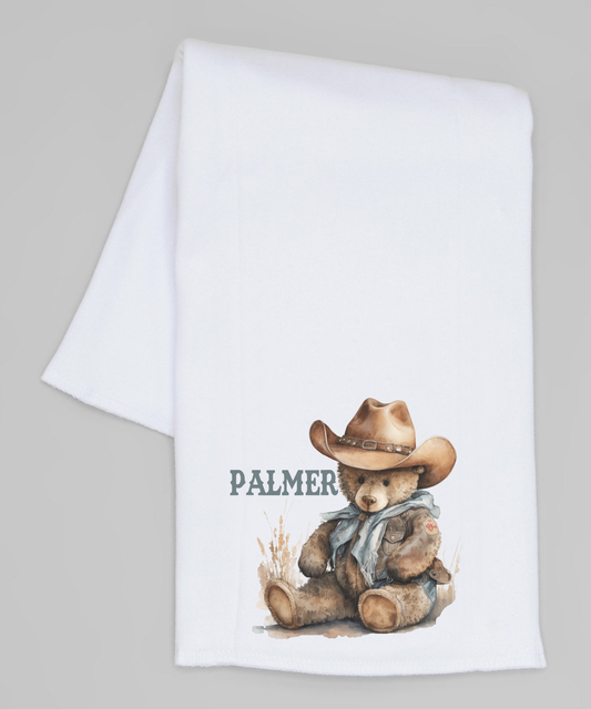 Teddy Bear Cowboy Personalized Burp Personalized