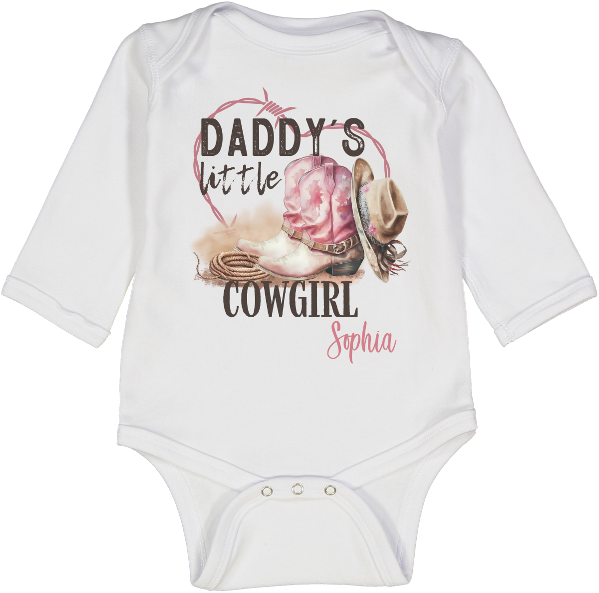 Daddy's Little Cowgirl Long sleeve onesie personalized