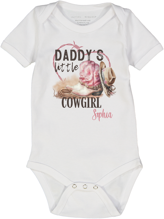 Daddy's Little Cowgirl  Short Sleeve Onesie Personalized