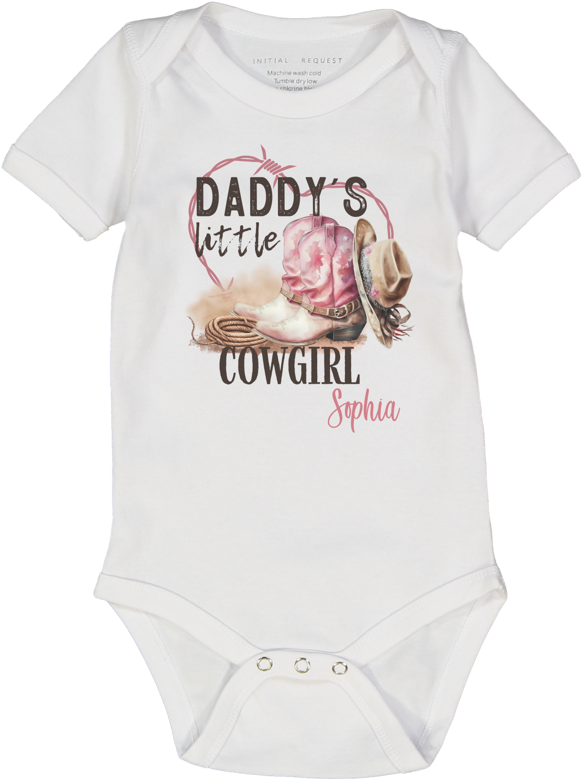 Daddy's Little Cowgirl Short Sleeve Onesie Personalized