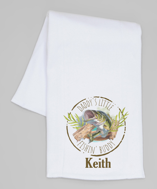 Daddy's Little Fishing Buddy Burp Personalized