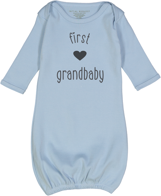 First Grandbaby Heart Blue Infant gown