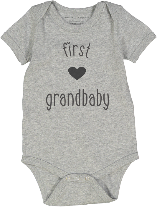 First Grandbaby Heart Gray Short sleeve Onesie