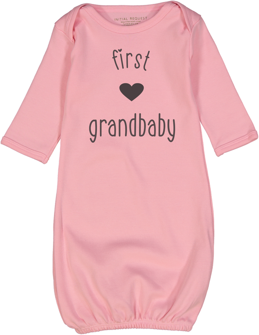 First Grandbaby Heart Pink Gown