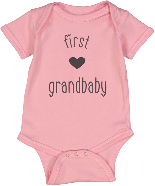 First Grandbaby Heart Pink Short Sleeve Onesie