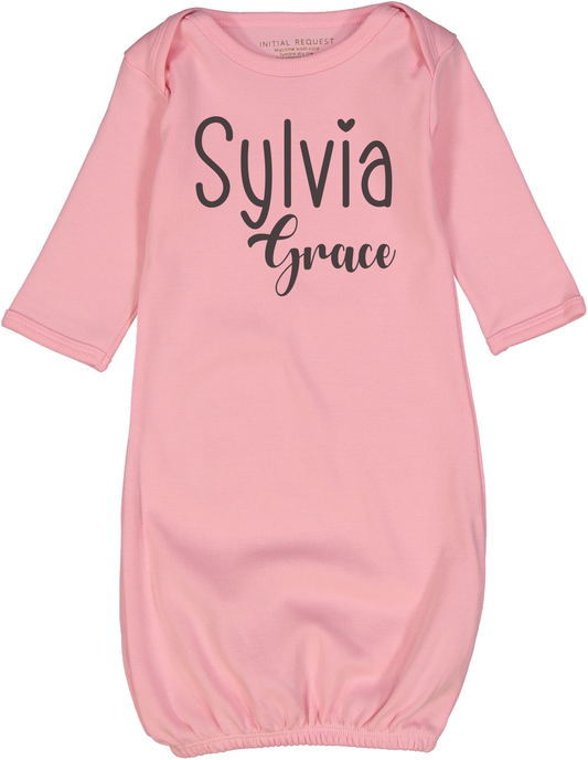 Pink First Middle Names Pink Personalized Gown