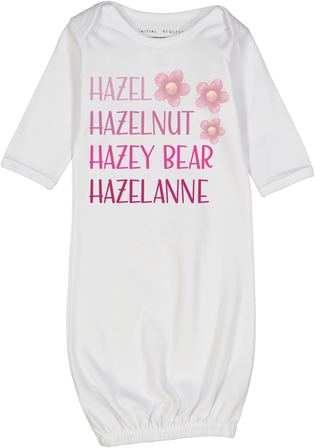 White & Pink Floral Four-Name Personalized Gown
