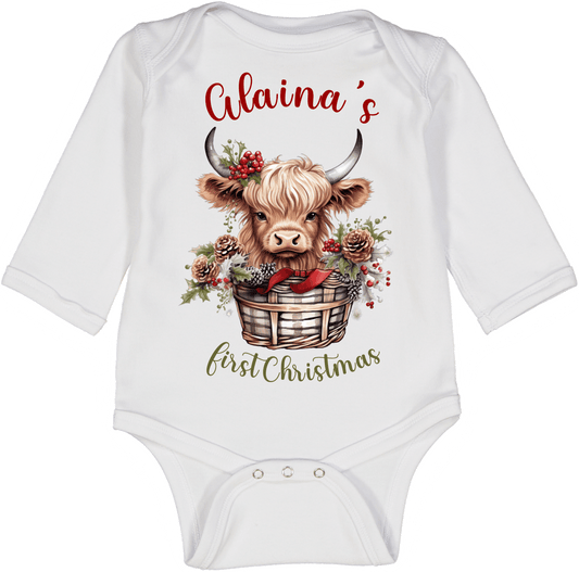 Highland Cow Christmas Basket Personalized LS Body  1