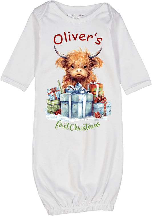 Highland Cow Presents First Christmas Personalized Gown 2