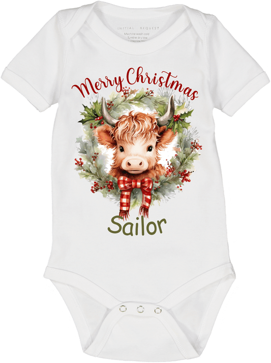 Highland Cow Christmas Wreath Personalized SS Body
