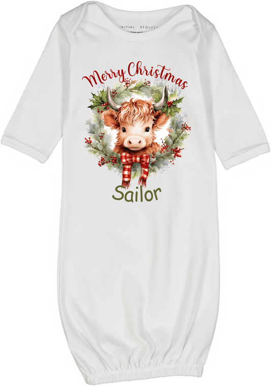 Highland Cow Personalized Christmas Wreath Gown 2
