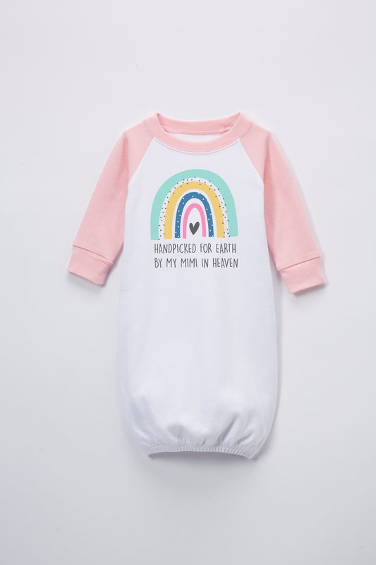 White & Pink 'Handpicked for Earth' Personalized Raglan Gown