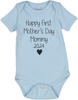 Happy First Mother's Day 2024 Short Sleeve Onesie in Pink Blue or Gray