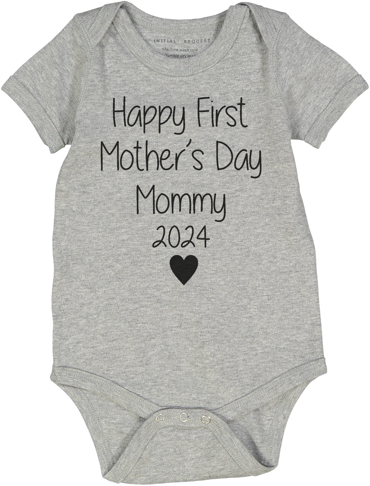 Happy First Mother's Day 2024 Short Sleeve Onesie in Pink Blue or Gray