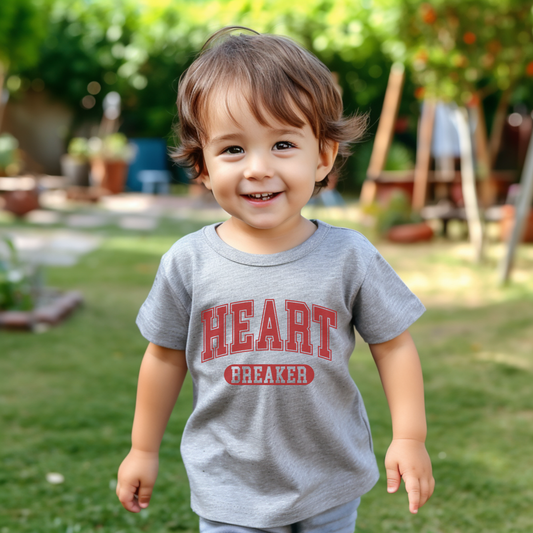 Heart Breaker Short Sleeve Gray Tee for Boys & Girls