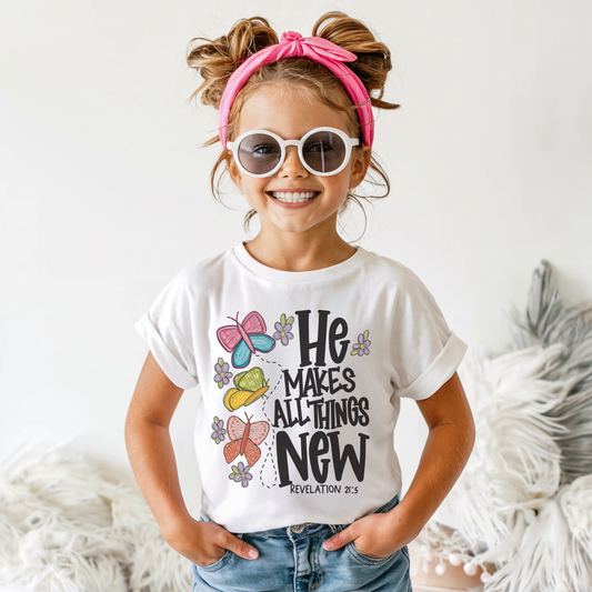 He makes all things new SS tee for girls