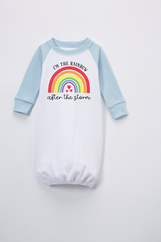 White & Blue 'I'm the Rainbow' Raglan Gown