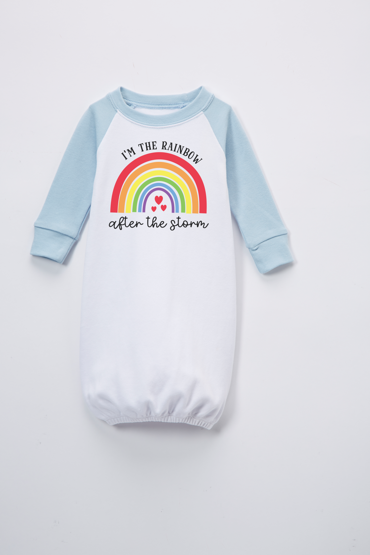 White & Blue 'I'm the Rainbow' Raglan Gown