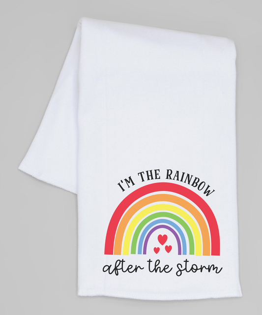 White 'I'm the Rainbow After the Storm' Burp Cloth