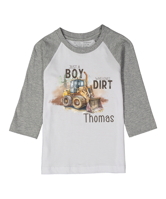 Just a Boy who loves Dirt Gray Raglan Tee