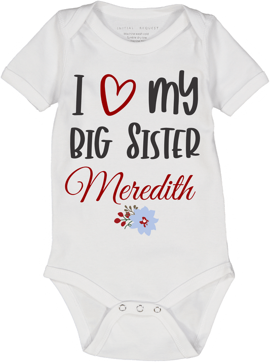 White 'I love My Big Sister' Floral Short-Sleeve Bodysuit