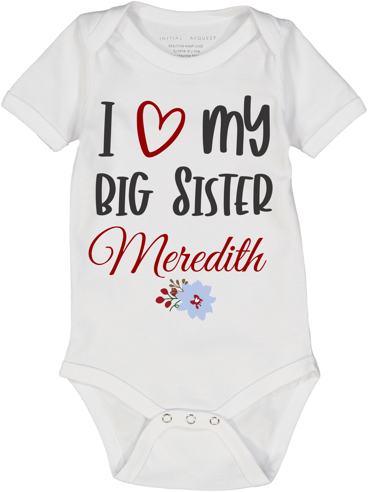 White 'I love My Big Sister' Floral Short-Sleeve Bodysuit