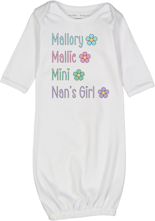 White Flowers Four-Name Personalized Gown Personalized