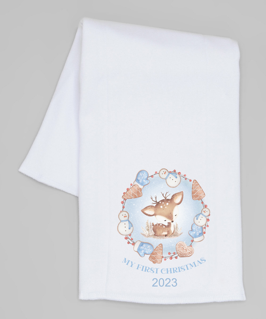 My First Christmas Deer Blue Frame Burp 4