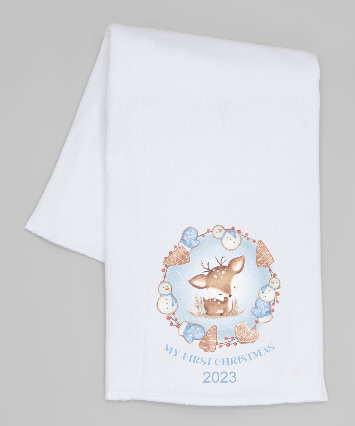 My First Christmas Deer Blue Frame Burp 4