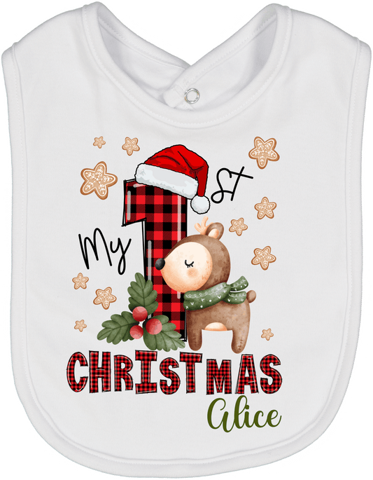 My First Christmas Reindeer Personalized Bib 3