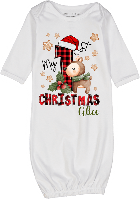 My First Christmas Reindeer Personalized Baby Gown 2