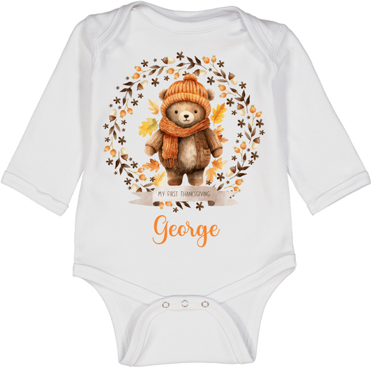 Fall Leaves First Thanksgiving Bear LS Body  1