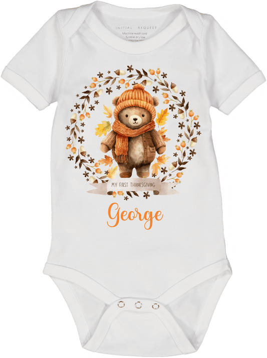 Fall Leaves First Thanksgiving Bear SS Body