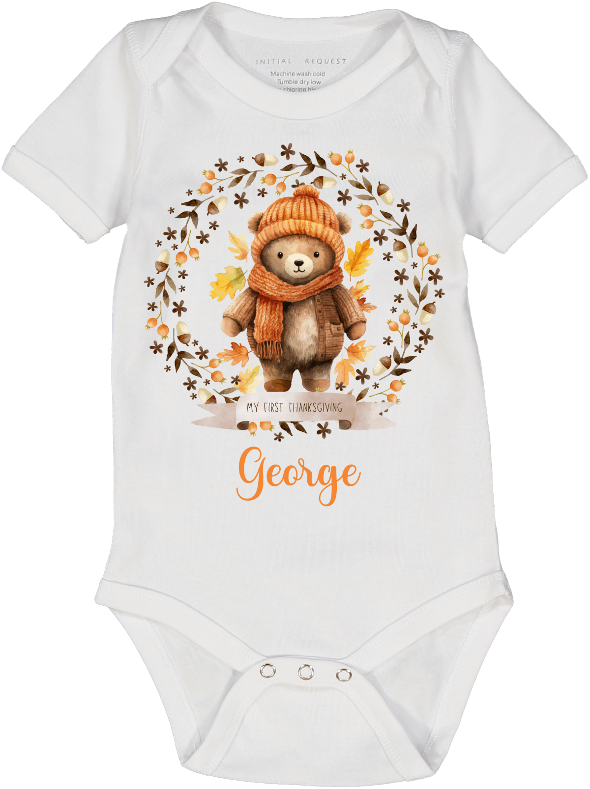 Fall Leaves First Thanksgiving Bear SS Body