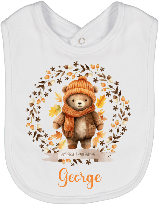 Fall Leaves First Thanksgiving Bear Bib 3