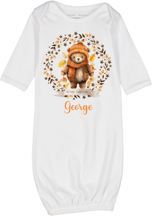 Fall Leaves First Thanksgiving Bear Gown 2