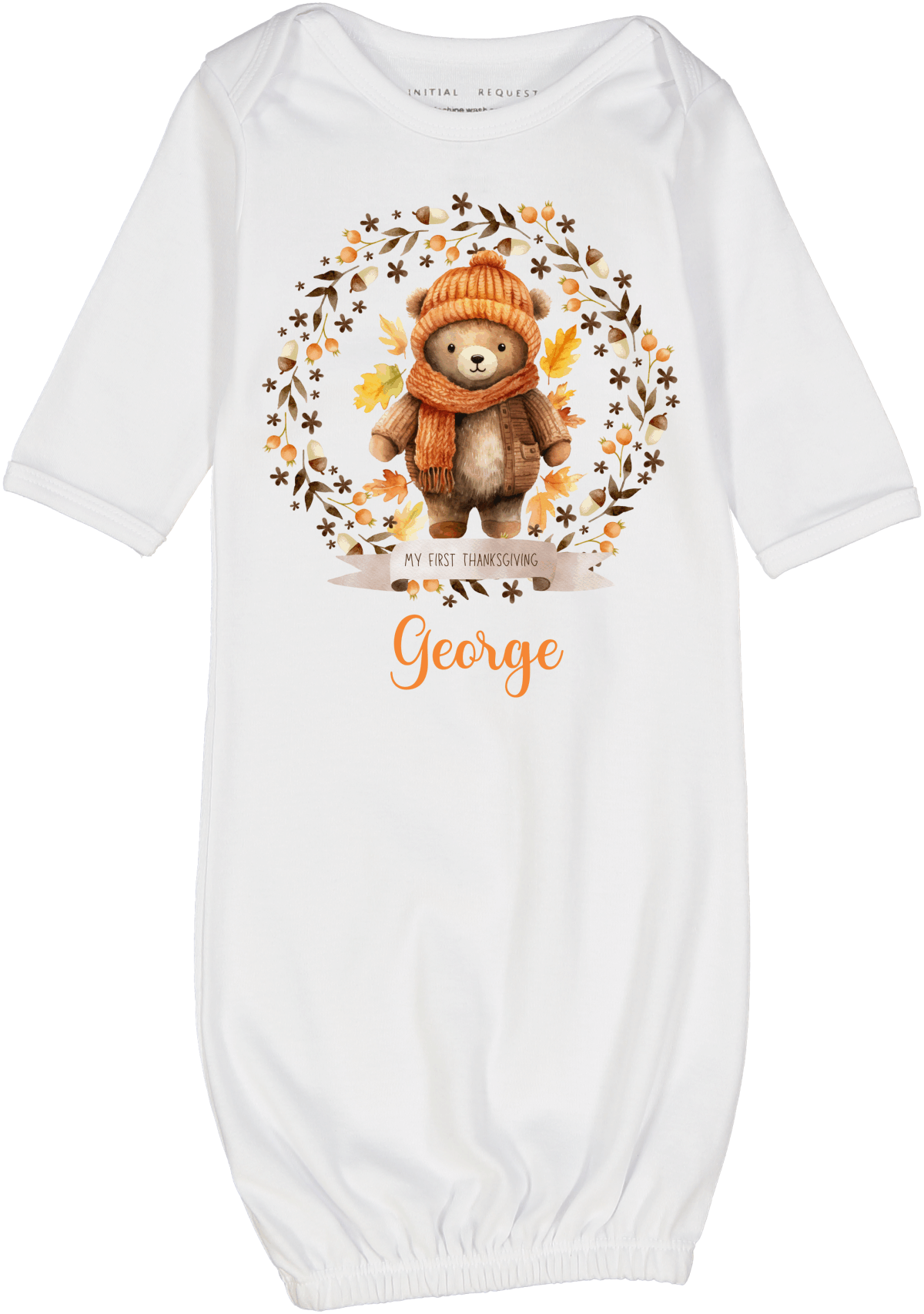 Fall Leaves First Thanksgiving Bear Gown 2