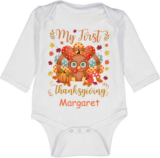 My First Thanksgiving Polka Dot Turkey LS Body 1
