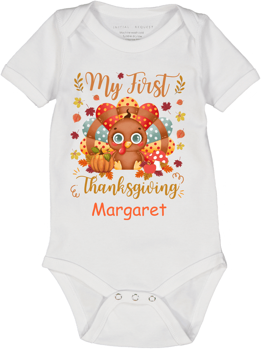 My First Thanksgiving Personalized Polka Dot Turkey ss Body