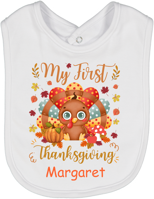My First Thanksgiving Polka Dot Turkey Bib 3