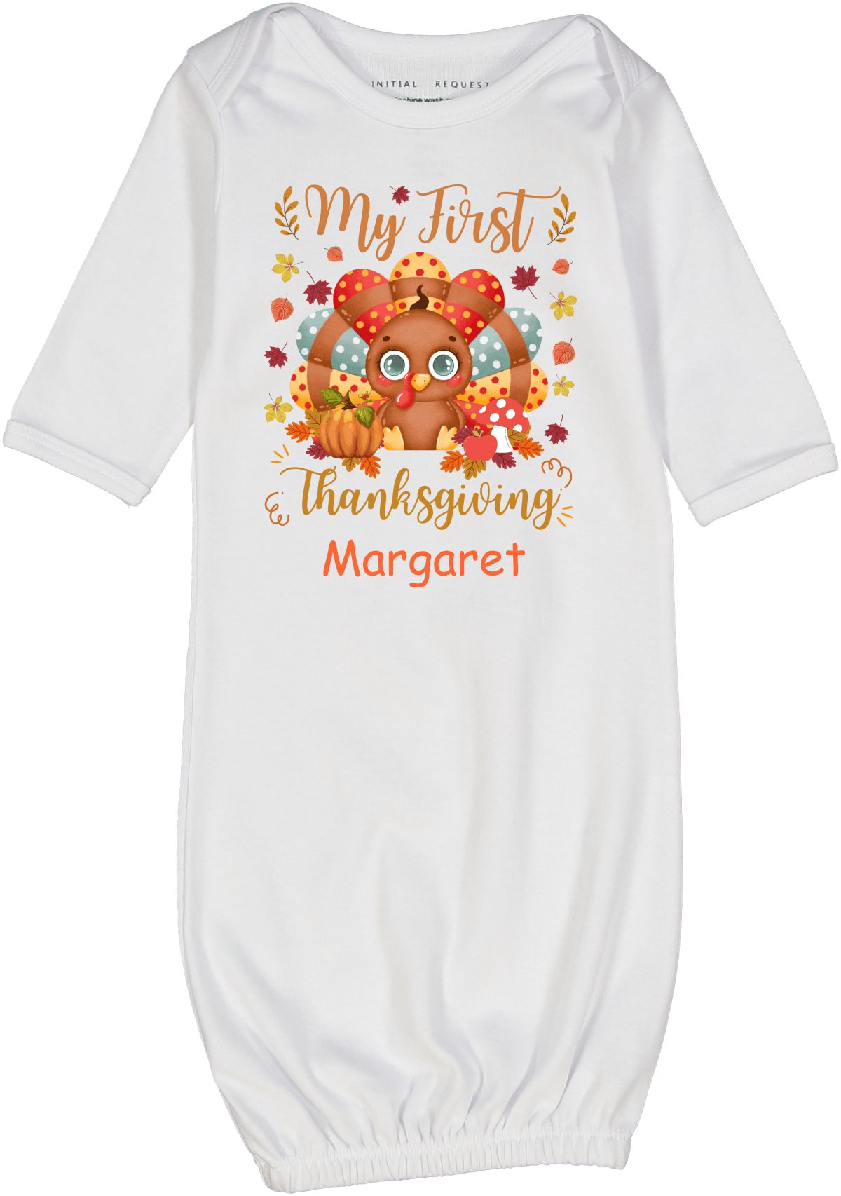 My First Thanksgiving Polka Dot Turkey Gown 2