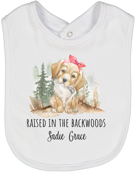 Raised in the Backwoods Personalized Bib