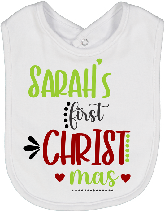 Red Green First Christmas Bib Personalized